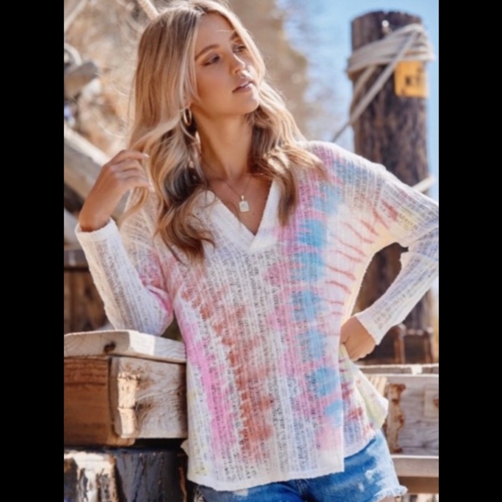 Phil love gray teal green/blue gray light cozy sweater- Large